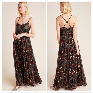 New Anthropologie Massima pleated maxi dress XS S L